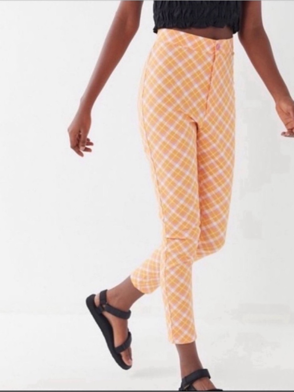 NEW Urban Outfitters Plaid Ingrid High Rise Pinup Pants 4 Spring Striped